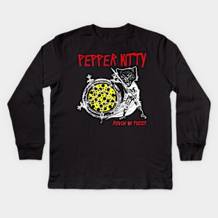 Pepper Kitty likes PIZZA Kids Long Sleeve T-Shirt